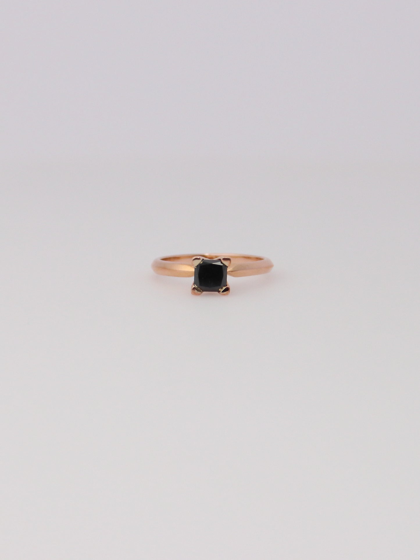 10K Rose Gold Princess Black Diamond Ring