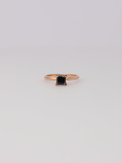 10K Rose Gold Princess Black Diamond Ring