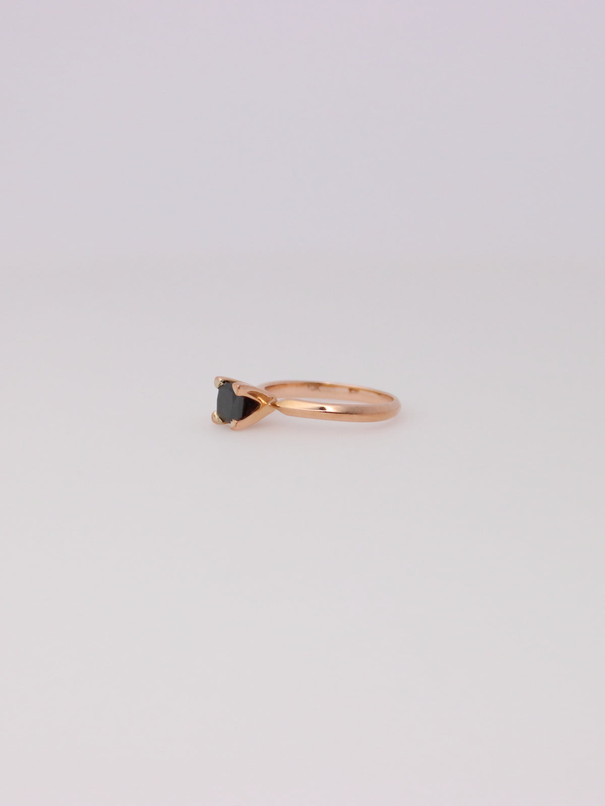 10K Rose Gold Princess Black Diamond Ring