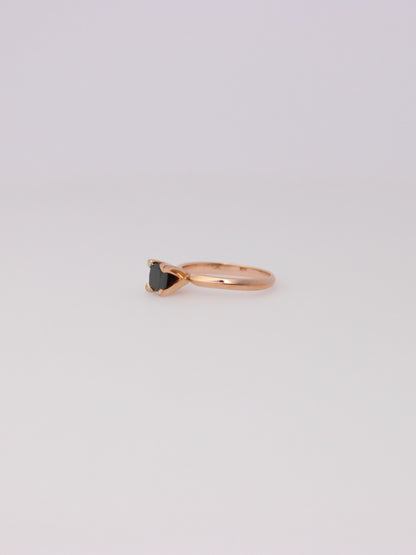 10K Rose Gold Princess Black Diamond Ring