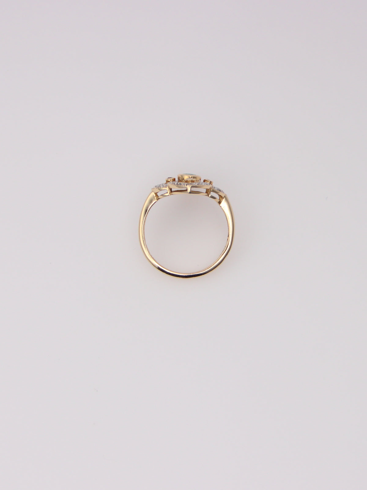 14K Yellow Gold Antique Emerald and Diamond Ring