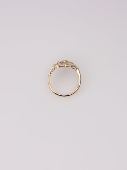14K Yellow Gold Antique Emerald and Diamond Ring