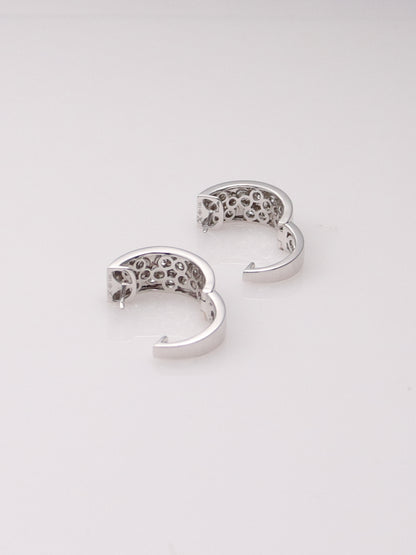 14K White Gold Black and White Diamond Huggies
