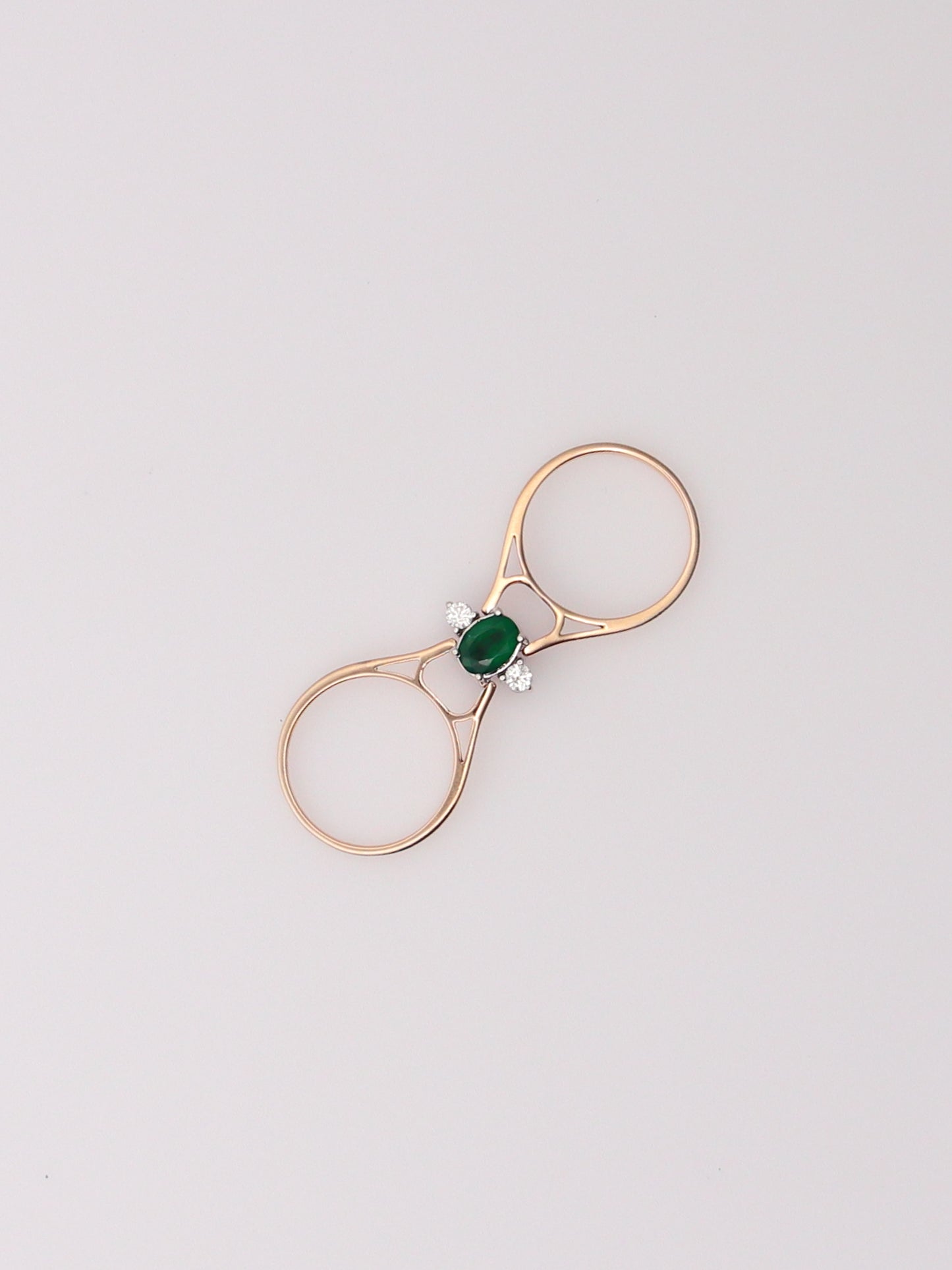 14K Yellow Gold Emerald and Ruby Reversible Diamond Ring