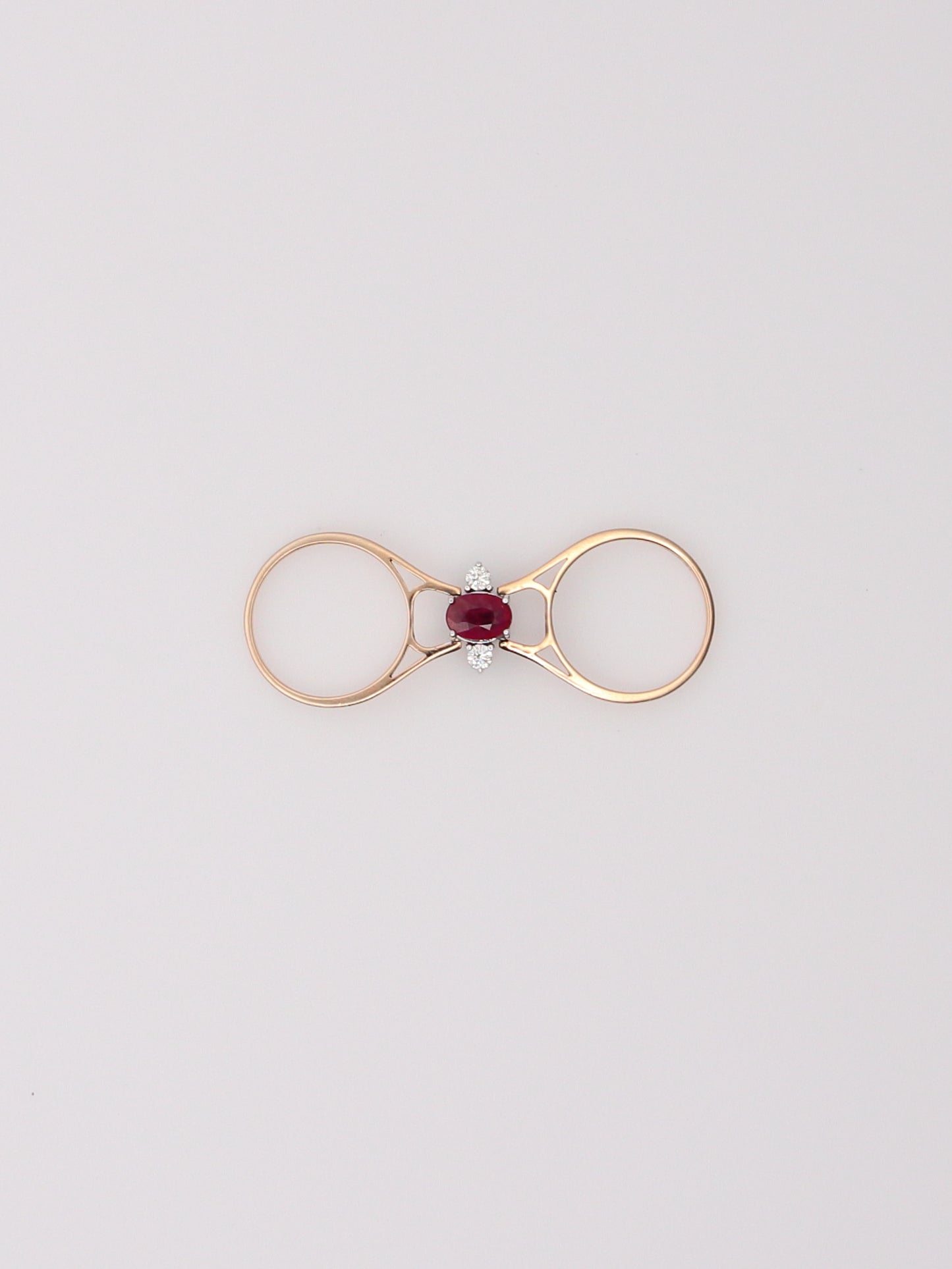 14K Yellow Gold Emerald and Ruby Reversible Diamond Ring