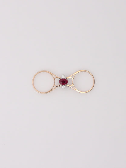 14K Yellow Gold Emerald and Ruby Reversible Diamond Ring