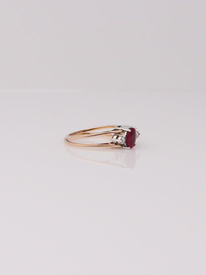 14K Yellow Gold Emerald and Ruby Reversible Diamond Ring