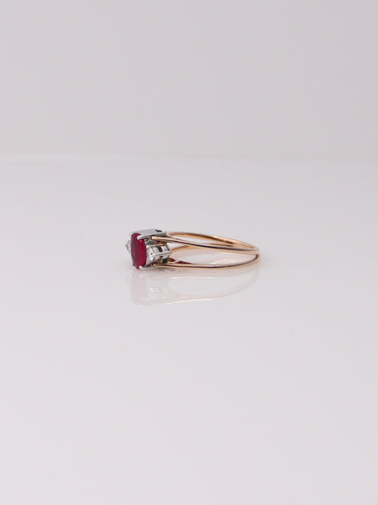 14K Yellow Gold Emerald and Ruby Reversible Diamond Ring