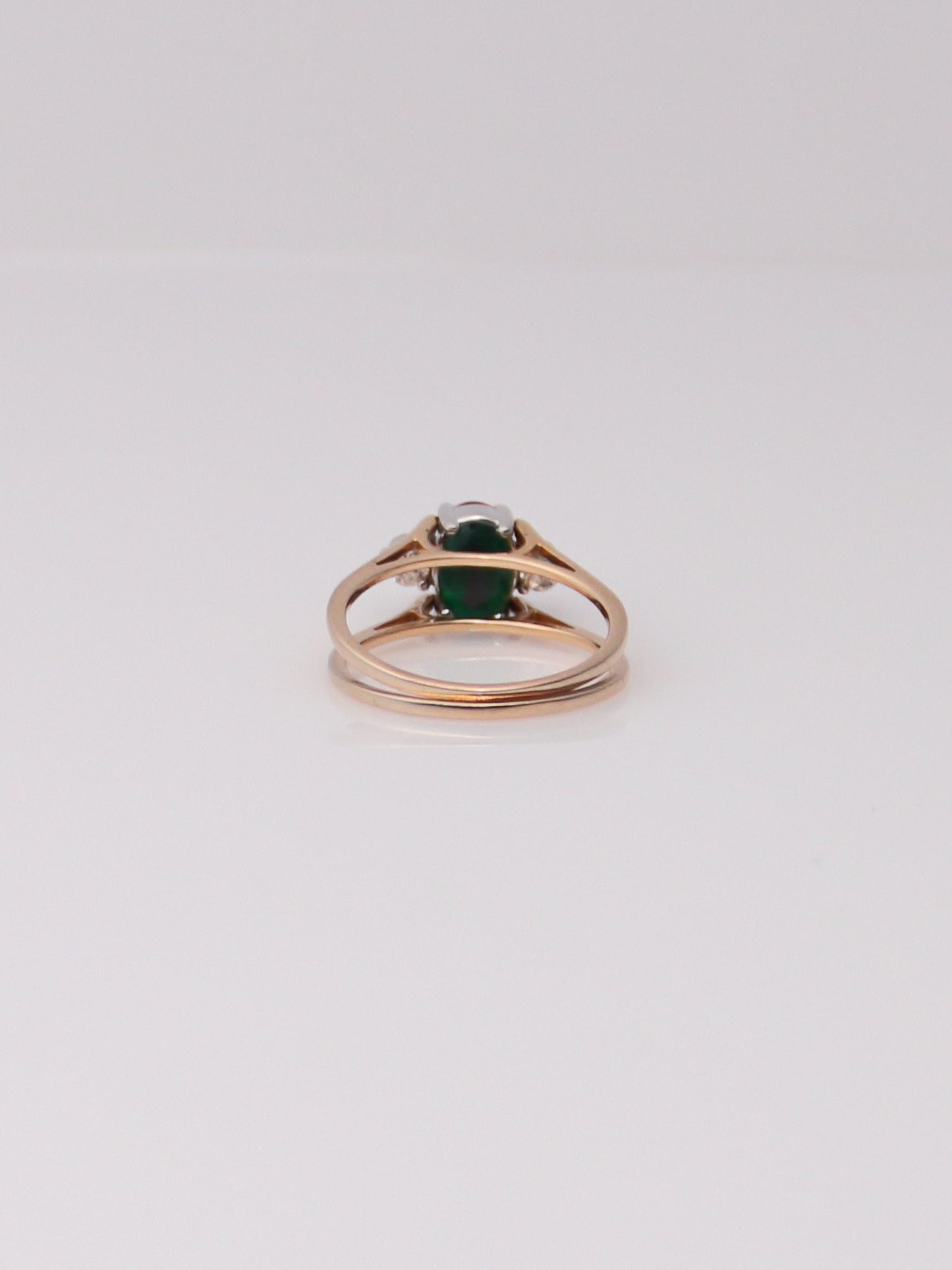 14K Yellow Gold Emerald and Ruby Reversible Diamond Ring