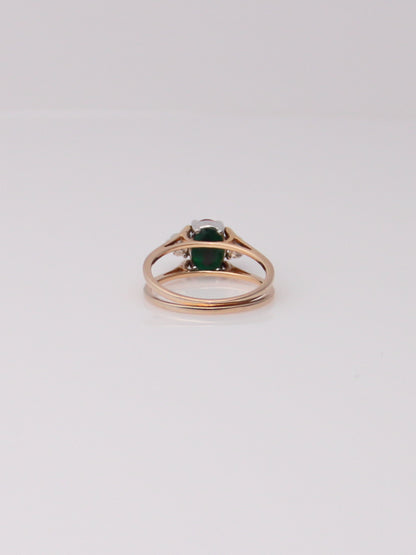 14K Yellow Gold Emerald and Ruby Reversible Diamond Ring
