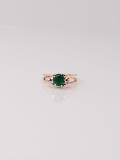 14K Yellow Gold Emerald and Ruby Reversible Diamond Ring