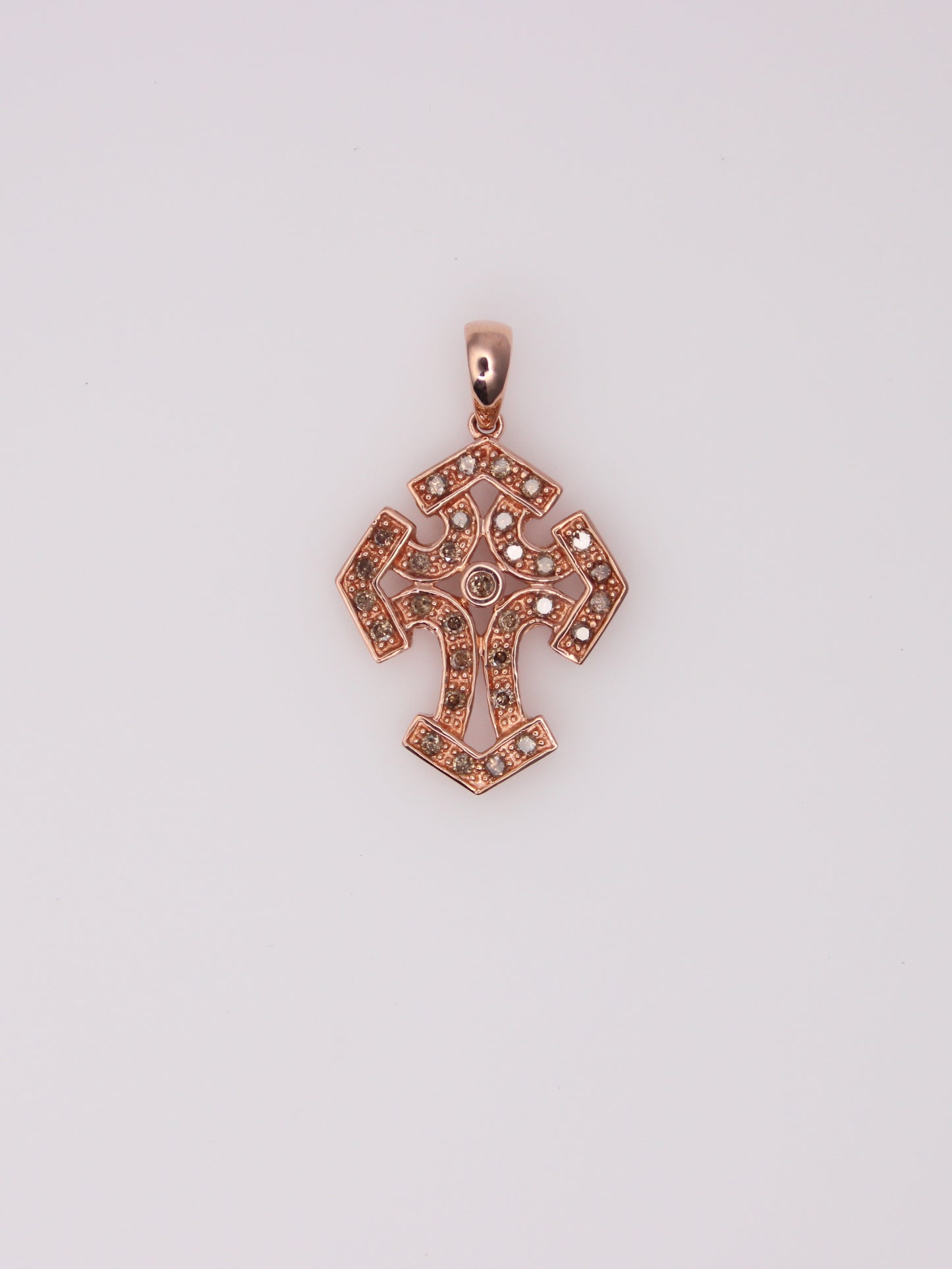 10K Rose Gold Chocolate Diamond Cross Pendant