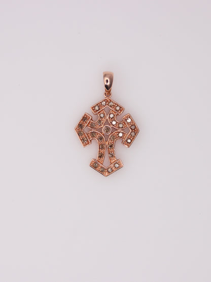 10K Rose Gold Chocolate Diamond Cross Pendant