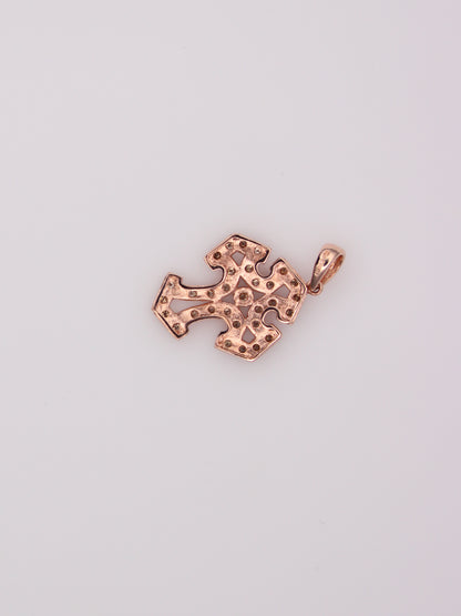 10K Rose Gold Chocolate Diamond Cross Pendant