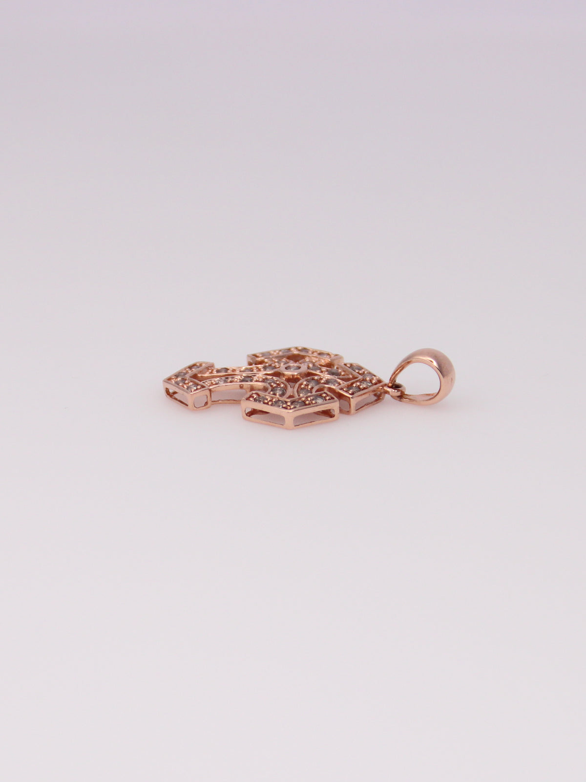 10K Rose Gold Chocolate Diamond Cross Pendant