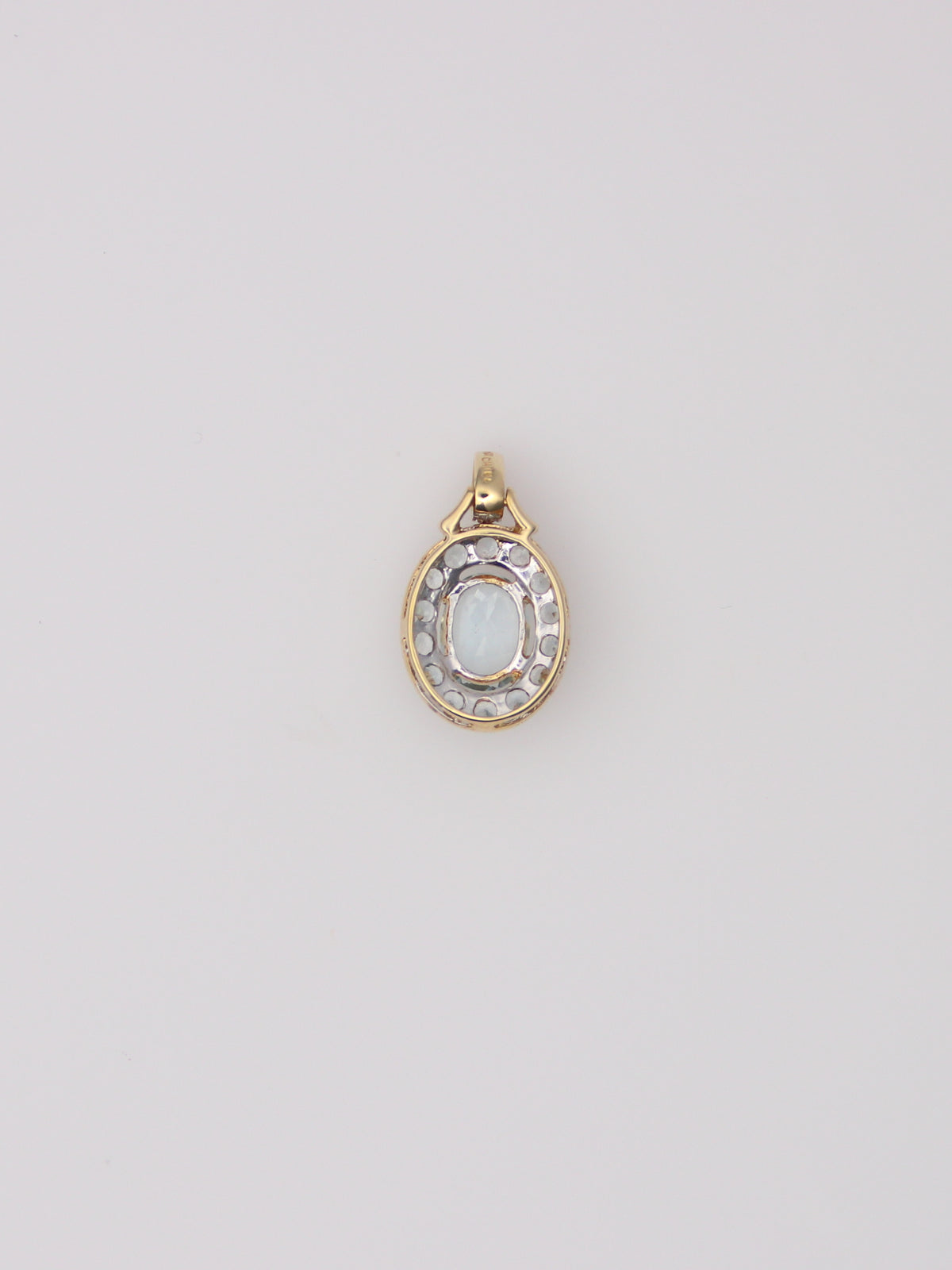 14K Yellow Gold Aquamarine and Diamond Pendant