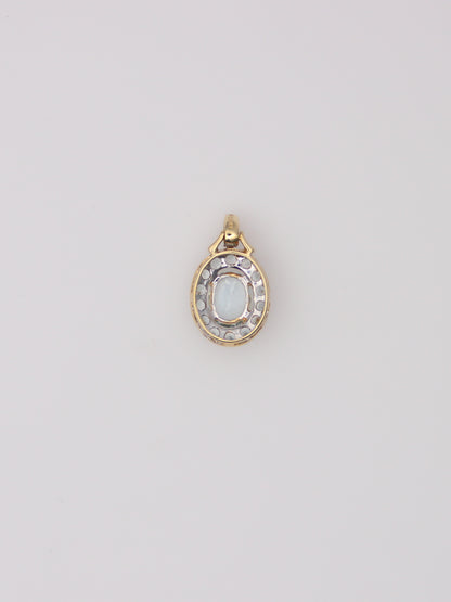 14K Yellow Gold Aquamarine and Diamond Pendant