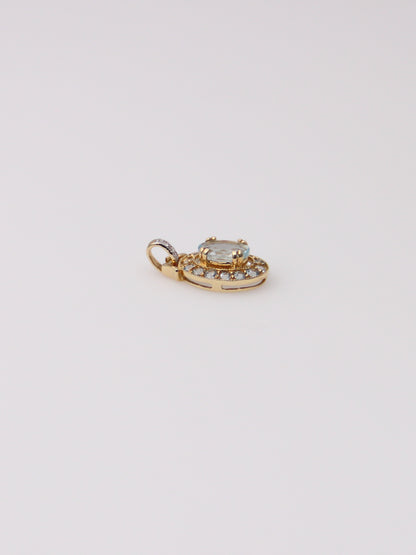 14K Yellow Gold Aquamarine and Diamond Pendant