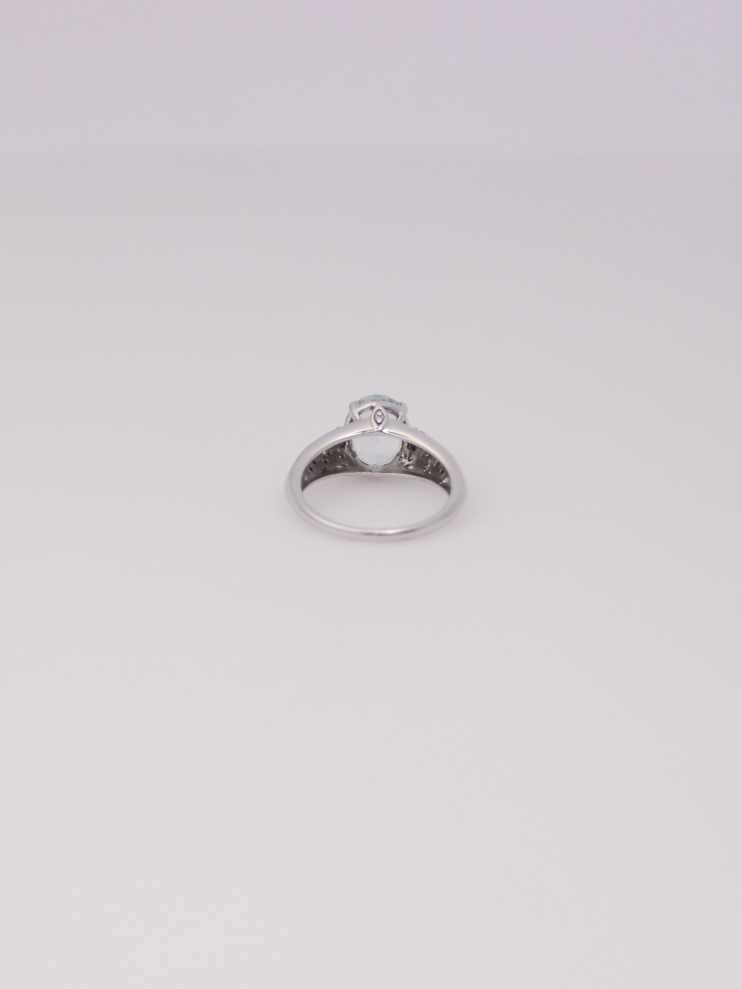 14K White Gold Aquamarine and Diamond Ring
