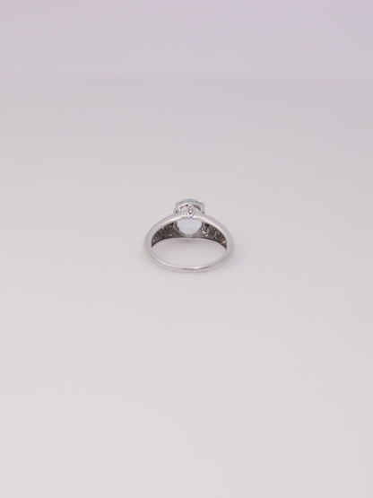 14K White Gold Aquamarine and Diamond Ring