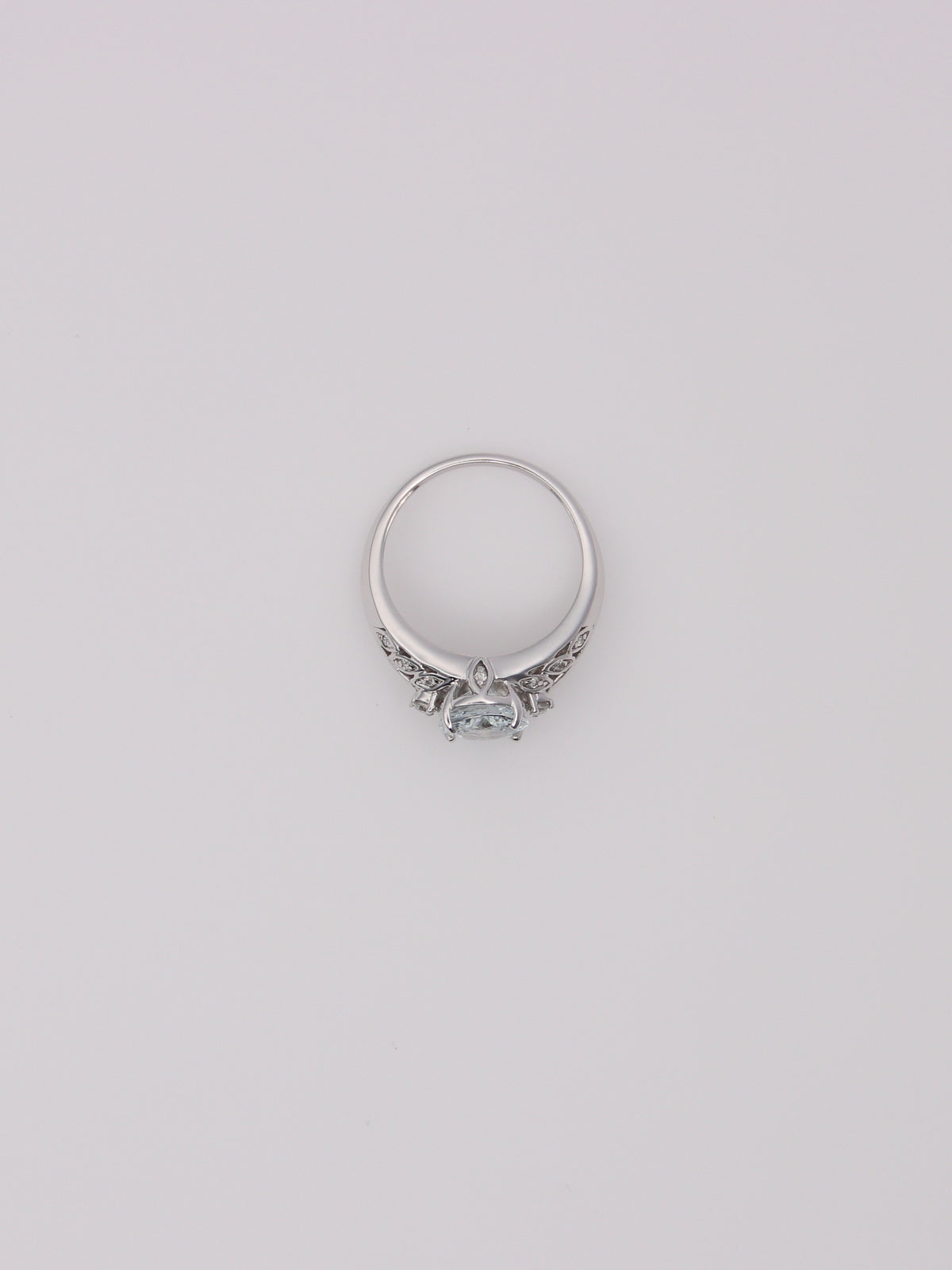 14K White Gold Aquamarine and Diamond Ring