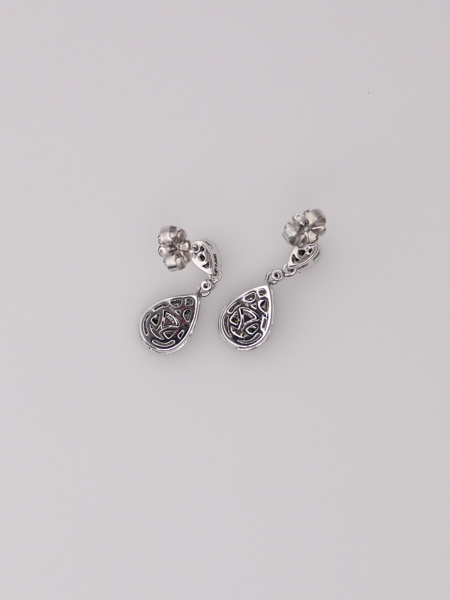 14K White Gold Levian Green Diamond Drop Earrings