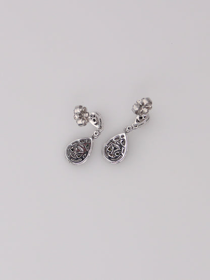 14K White Gold Levian Green Diamond Drop Earrings
