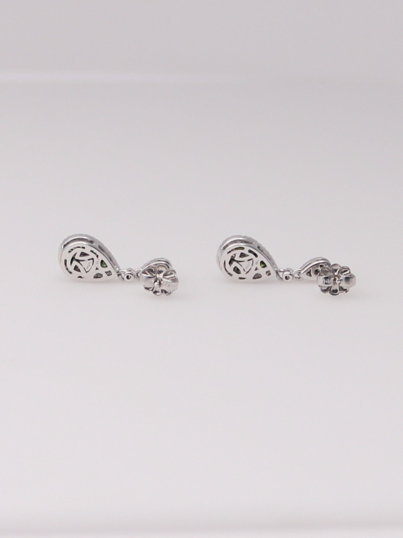 14K White Gold Levian Green Diamond Drop Earrings