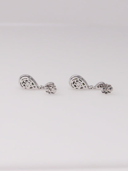 14K White Gold Levian Green Diamond Drop Earrings