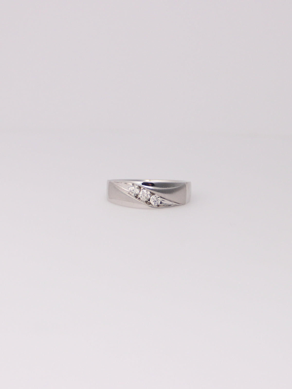 10K White Gold Triple Diamond Ring