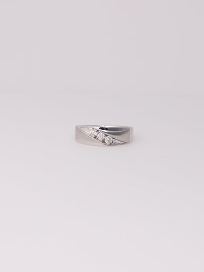 10K White Gold Triple Diamond Ring