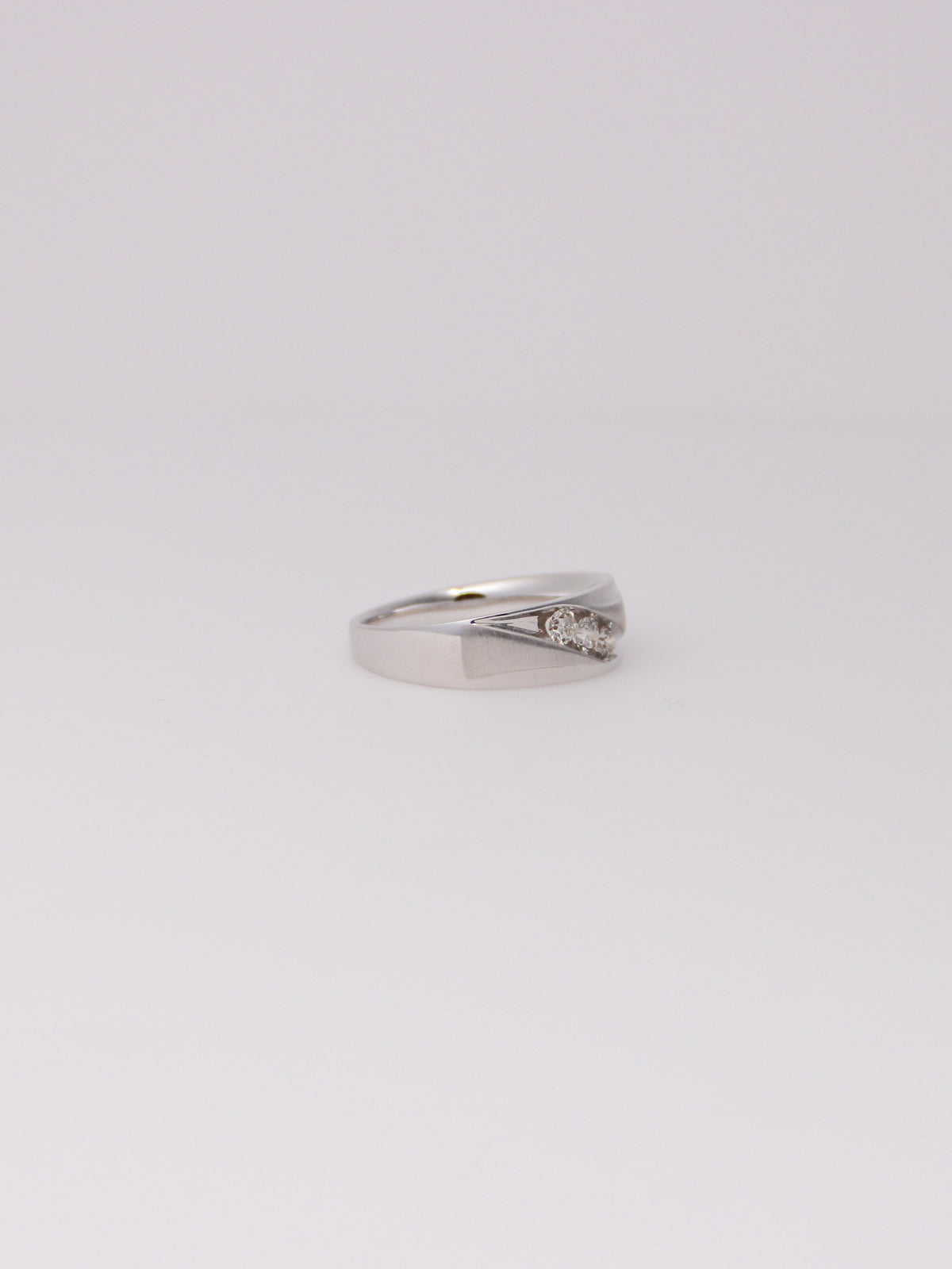 10K White Gold Triple Diamond Ring