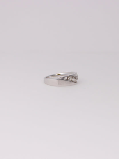 10K White Gold Triple Diamond Ring