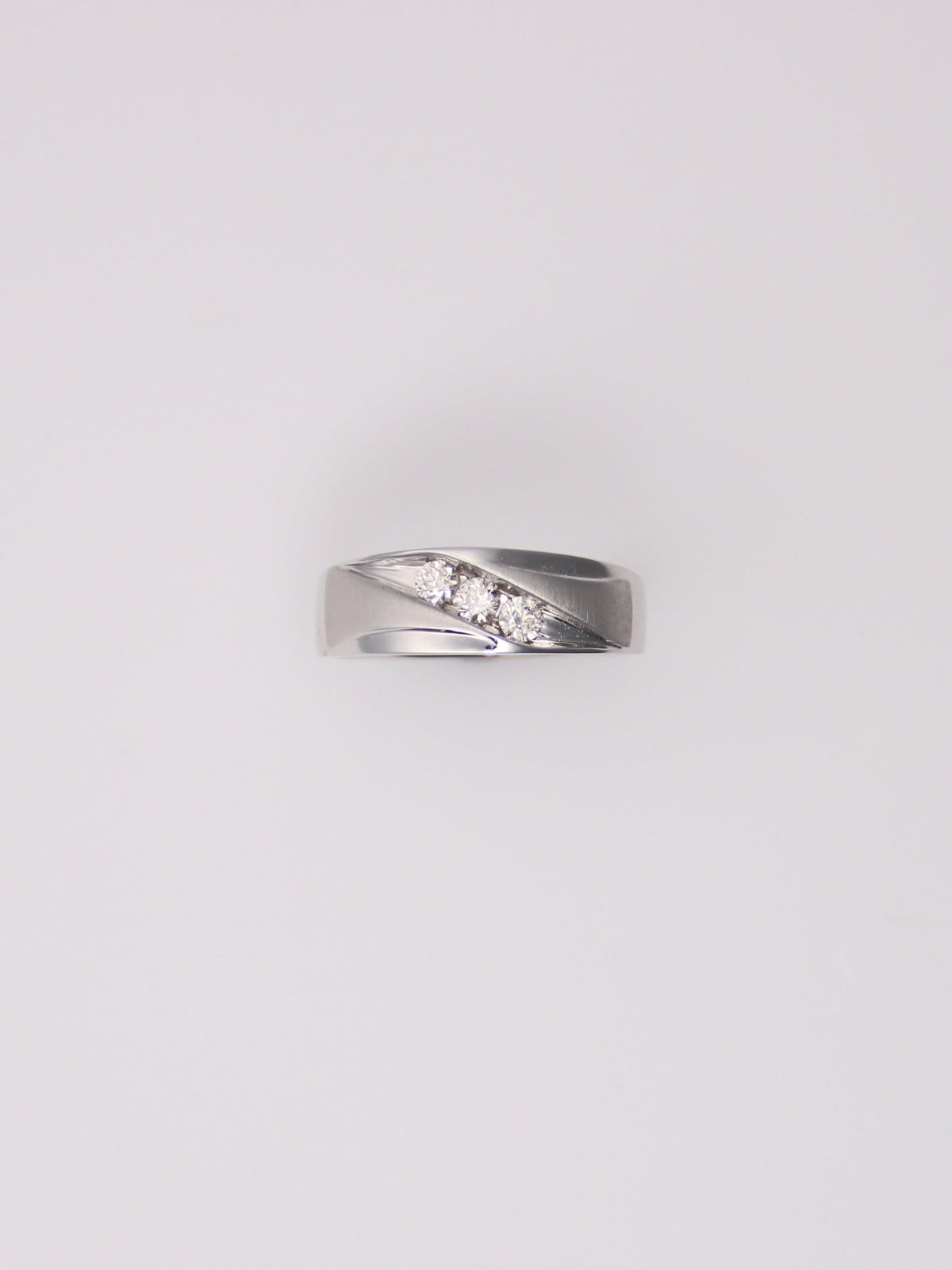 10K White Gold Triple Diamond Ring