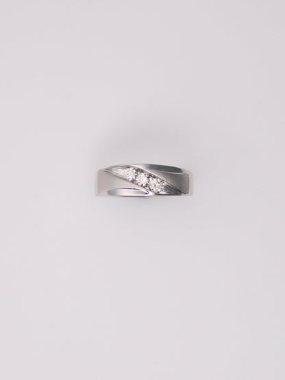 10K White Gold Triple Diamond Ring