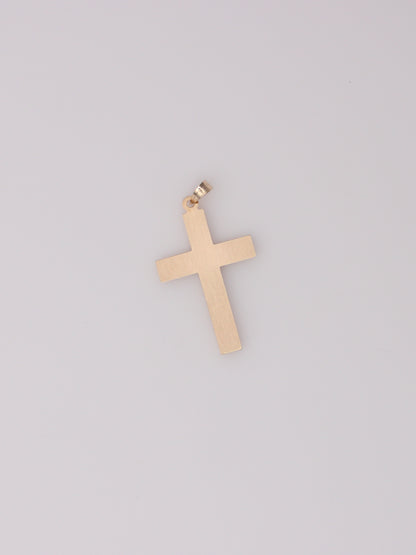 14K Two Tone Dove Cross Pendant