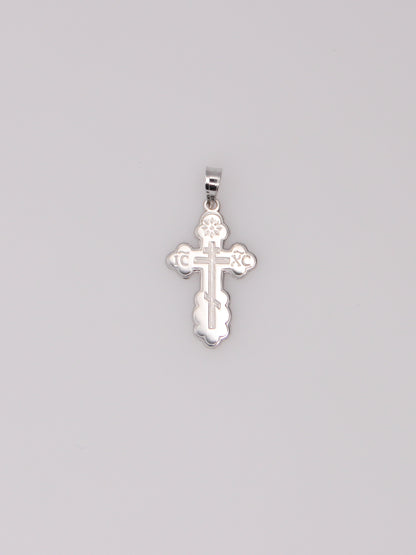 14K White Gold Ornate Cross Pendant