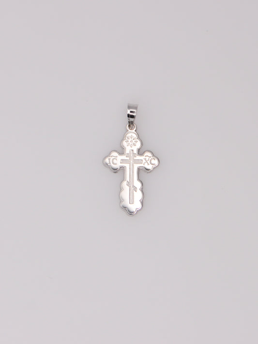 14K White Gold Ornate Cross Pendant