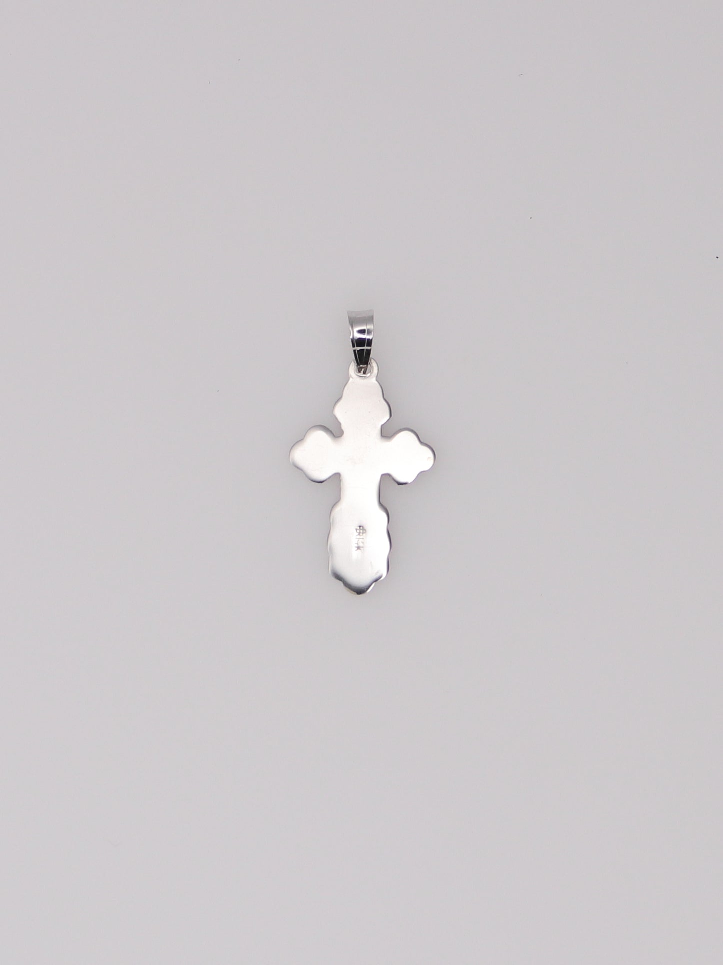 14K White Gold Ornate Cross Pendant