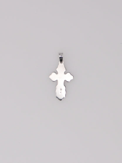 14K White Gold Ornate Cross Pendant
