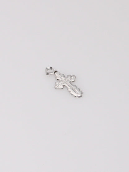 14K White Gold Ornate Cross Pendant
