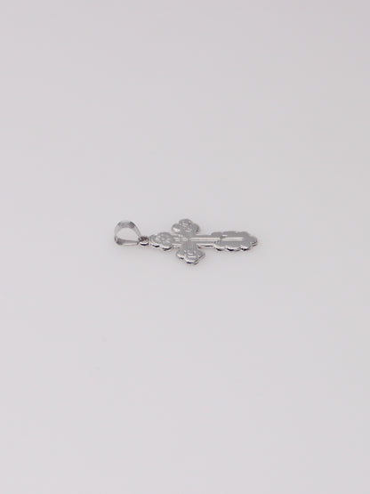 14K White Gold Ornate Cross Pendant
