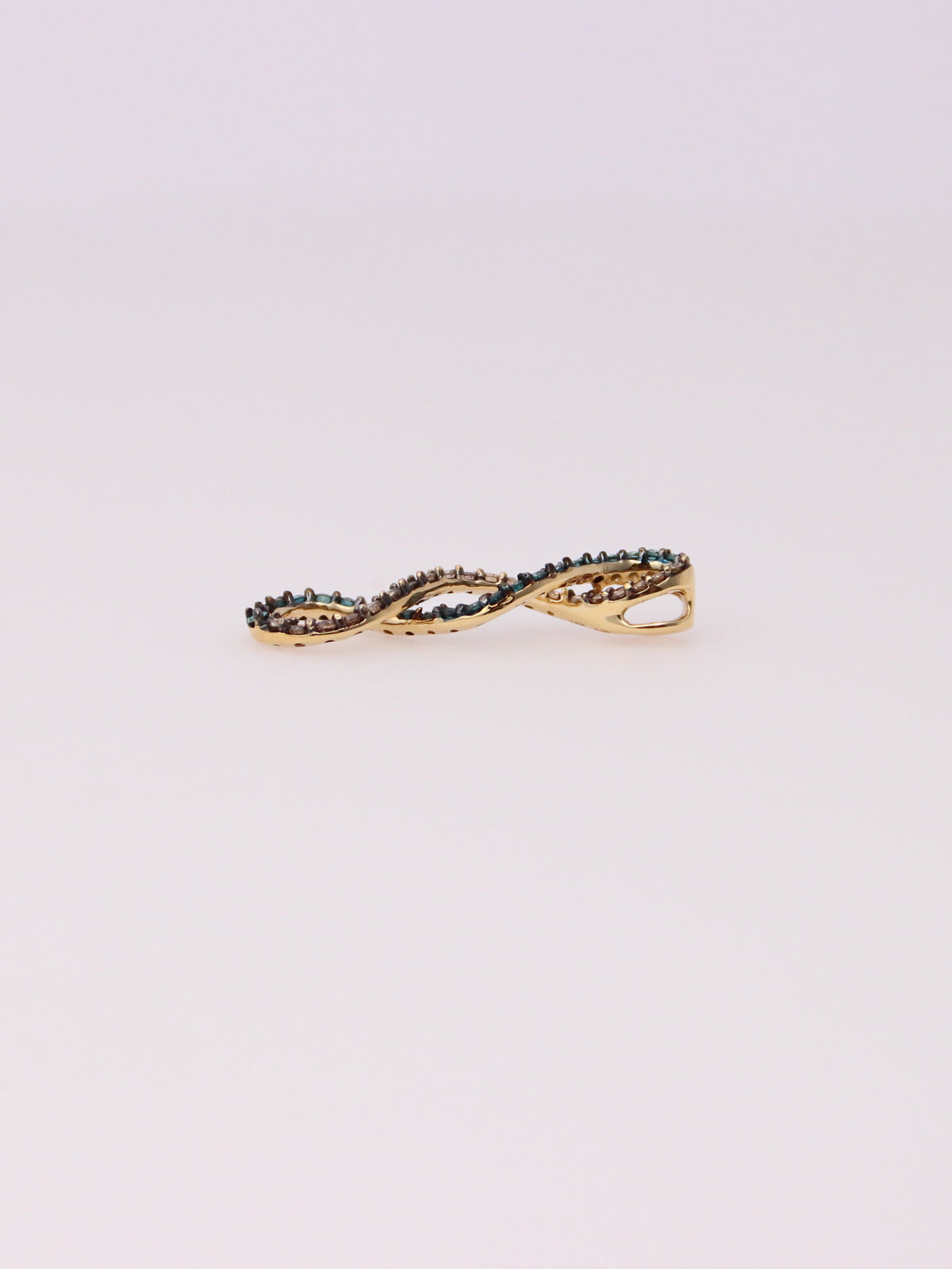 14K Yellow Gold Chocolate and Blue Diamond Swirl Pendant