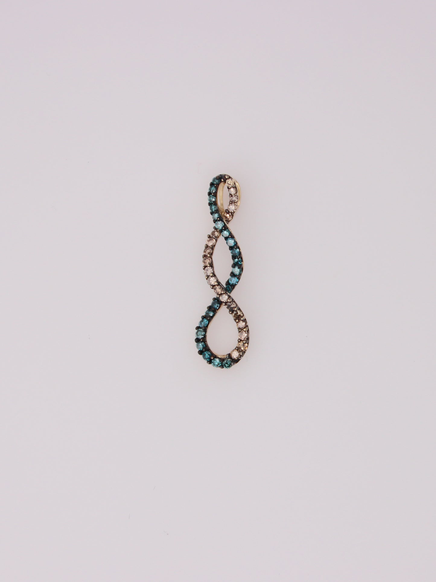 14K Yellow Gold Chocolate and Blue Diamond Swirl Pendant