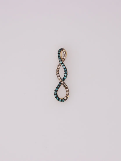 14K Yellow Gold Chocolate and Blue Diamond Swirl Pendant