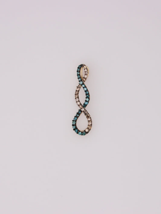 14K Yellow Gold Chocolate and Blue Diamond Swirl Pendant