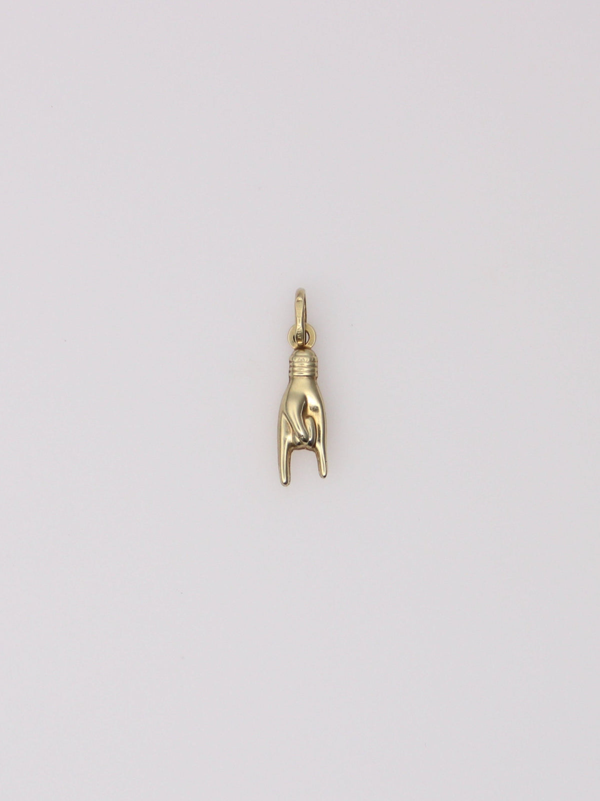 14K Yellow Gold Cornuta Hand Pendant