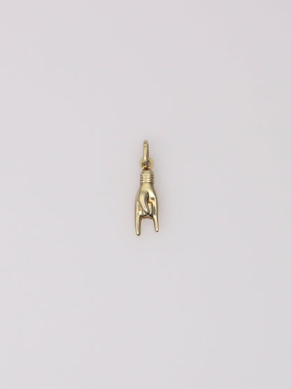 14K Yellow Gold Cornuta Hand Pendant