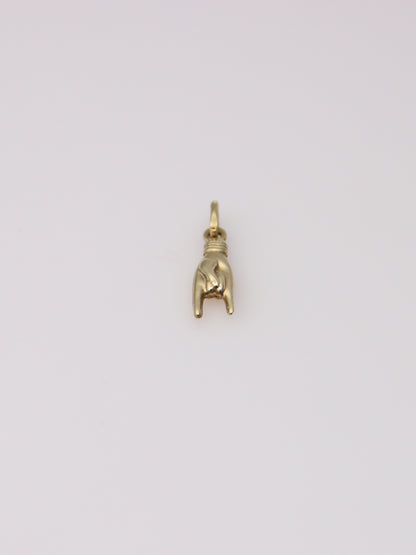 14K Yellow Gold Cornuta Hand Pendant