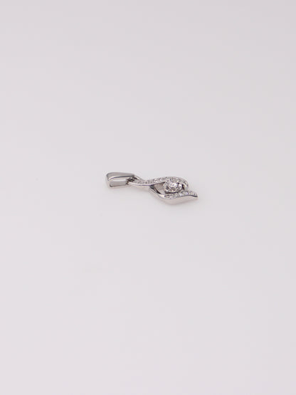 14K White Gold Waved Diamond Pendant